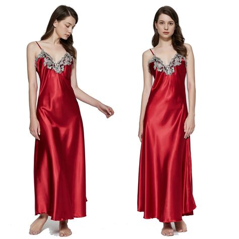 Women S Nightdress Lace Satin Nightgowns Long Chemise