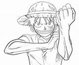 Luffy Monkey Piece Coloring Pages Character Template sketch template