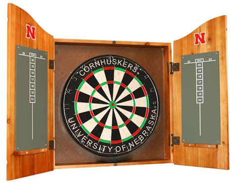nebraska dart board  wall case set