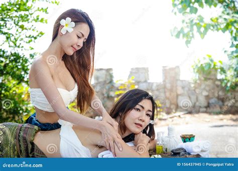 A Beautiful Asian Girl Is Sleeping A Spa Massage Stock Image Image