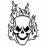 Skull Coloring Pages Skulls Flaming Flames Fire Drawing Crossbones Pirate Heart Printable Bones Color Template Colouring Draw Sugar Simple Getdrawings sketch template