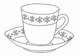 Cup Tea Coloring Pages Coffee Mug Saucer Teacup Drawing Line Printable Teapot Iced Print Template Cups Colouring Color Sheet Drawings sketch template