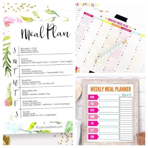 printable meal planners  cultivated nest