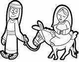 Donkey Coloring Mary Pages Cartoon Joseph Christmas Bethlehem Color Sitting Road Place Kids Getdrawings Drawing sketch template