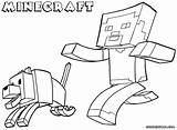 Minecraft Coloring Dog Pages Print Drawing Drawings Draw Template Getdrawings Paintingvalley sketch template