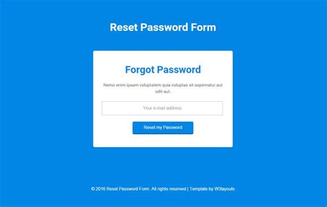 reset password form  html widget template wlayouts