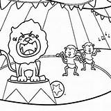 Coloring Circus Monkey Lion Two Show sketch template