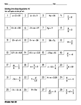 solving  step equations worksheet  pecktabo math tpt