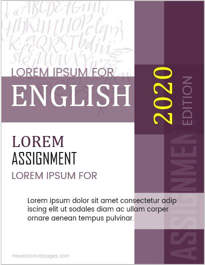 english project cover pages ms word cover page templates