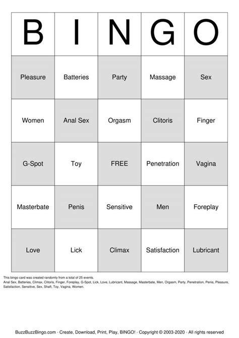 Valentines Day Sex Bingo Bingo Cards To Download Print