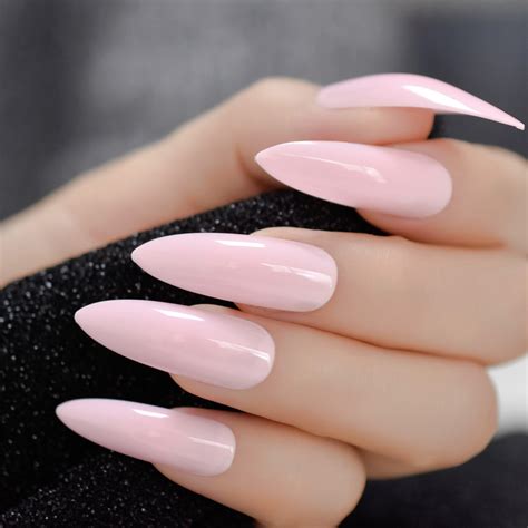 Extra Long Stiletto Nails 24pcs Pink Artificial Sharp Nail