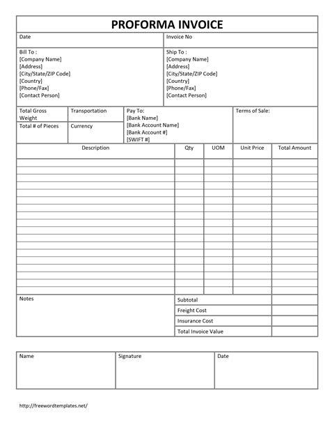 commercial invoice template  microsoft word templates