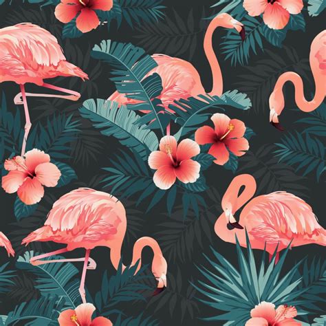 papel de parede adesivo flamingos  fundo preto  elo brinlar