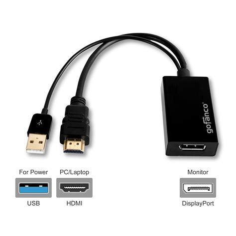 gofanco    hdmi  displayport converter adapter  usb power  hdmi equipped systems