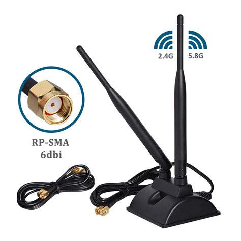 6dbi Wifi Antenna With Rp Sma Male Connector 2 4ghz 5ghz Dual Band