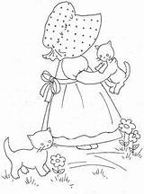 Sue Sunbonnet Embroidery Patterns Bonnet Girl Applique Patchwork Kittens Quilt Pattern Embroider Playing Could Dress Little Emb Amelia sketch template