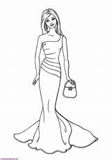 Prom Coloring Pages Dress Getcolorings Color sketch template