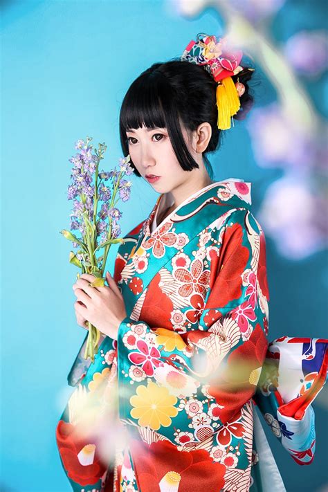 print floral elegant girl dress gown traditional japanese kimono high