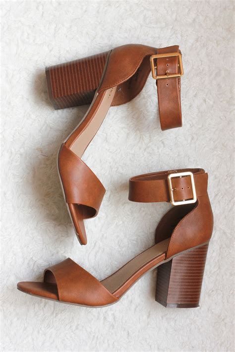 merona by target ankle strap block heel cognac brown