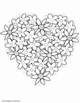 Coloring Heart Pages Flowers Beautiful Hearts Printable Print Templates Holiday sketch template