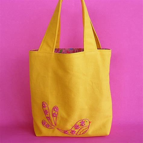 mini tote bag   stitch  embroidered tote sewing  cut