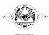 Eye Seeing Symbol Providence Masonic Vector Tattoo Inside sketch template