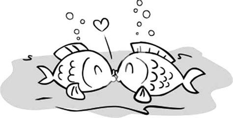 kissing fish love    coloring pages  print