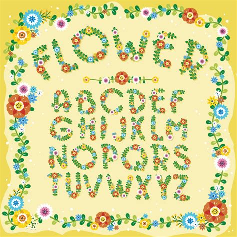 flower alphabets  frame vectors