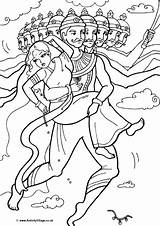 Colouring Sita Rama Diwali Story Kidnap Pages Drawing Ravana Coloring Dussehra Indian King Hanuman Hindu Festival Print Demon Kidnaps Search sketch template