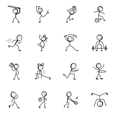 games doodle stick figure icons  vector art  vecteezy