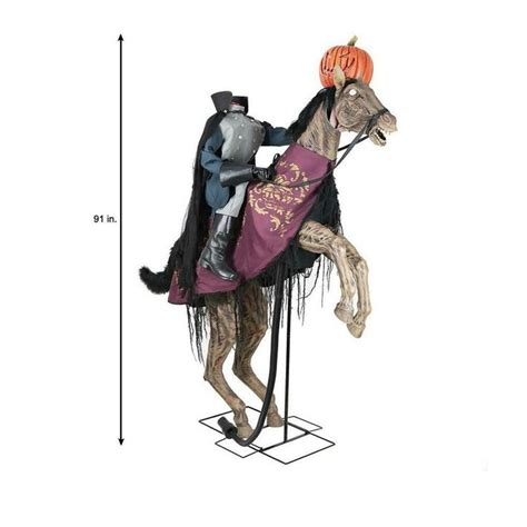 animated headless horseman prop holding jack  lantern  lighted sound