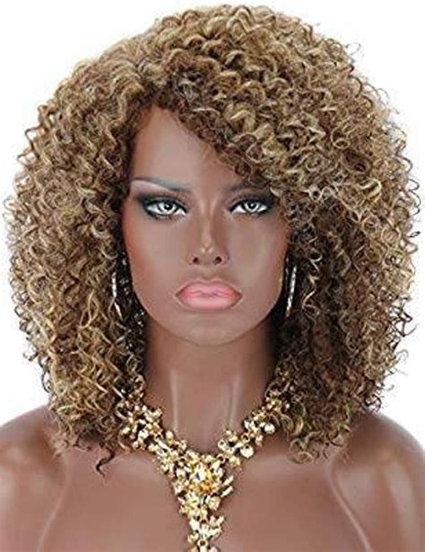 brown blonde afro kinky curly full wig etsy