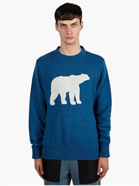 christopher raeburn men s blue polar bear knit jumper in blue for men lyst