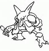 Pokemon Coloring Alakazam Machop Drawings sketch template