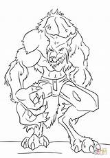 Werewolf Coloring Pages Printable Halloween Monster Drawing Monsters Drawings Popular sketch template