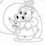 Coloring Cooking Pages Chef Pig Little Hellokids sketch template