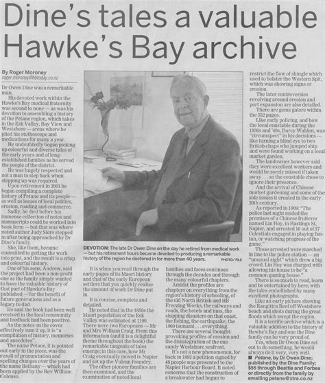 newspaper article  dines tales  valuable hawkes bay archive