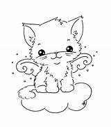 Angel Kitten Coloring Pages Cat Stamps Embroidery Sliekje Kitty Drawing Digi Cute Mickey Book Patterns Desenho Cats Para sketch template