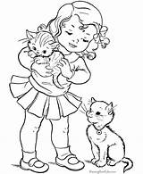 Coloring Pages Cat Kittens Color Kitten Printable Print Cats Girl Kids Preschool Playing Puppies Dog Girls Printing Popular Sheets Two sketch template