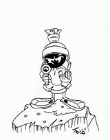 Marvin Martian Marciano Tunes Looney Coloringhome sketch template