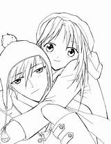 Anime Coloring Couple Pages Cute Romantic Couples Print Girl Color Hugging Printable People Getcolorings Kids Template Kissing Sketch Sheet Sky sketch template