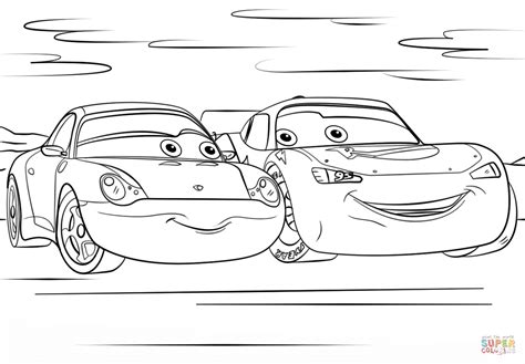 lightning mcqueen  sally  cars  coloring page  printable