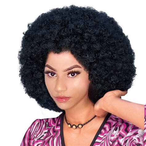 afro wig big curly hair synthetic retro cosplay wigs  women  men black hair fluffy