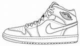 Jordan Air Drawing Nike Coloring Shoes Jordans Shoe Template Drawings Force Sketch Line Retro Pages Sneakers High Templates Sneaker Aj1 sketch template