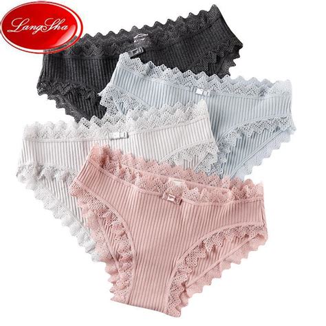 Cheap Langsha 5pcs Set Sexy Lace Panties Womens Cotton Underwear