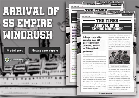 year  model text newspaper report arrival  ss empire windrush