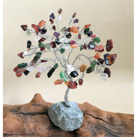 natural handmade gemstone tree  stone wire wrapped multi gem tree
