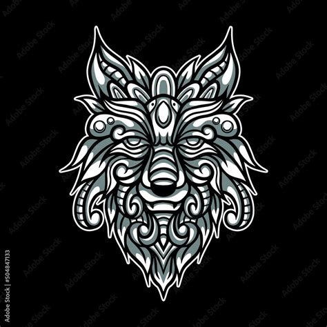 Hand Drawn Wolf Head Art Coloring Illustration Stock Vector Adobe Stock