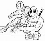 Deadpool Spiderman Superheroes Herois Everfreecoloring Vilões Coloring Sketchite sketch template