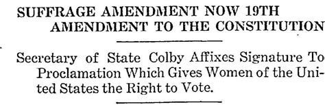 Bill Milhomme Aug 26 1920 19th Amendment Was Declared In Effect